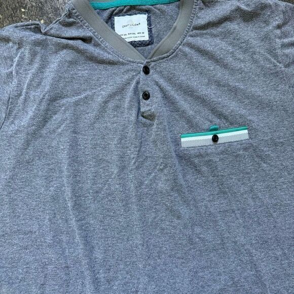 Cotton + Flow Grey Short Sleeve T-Shirt Button Front Size 2XL Cotton Polyester - Picture 3 of 12